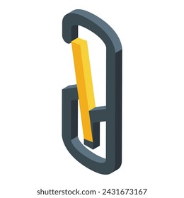 Protection carbine icon isometric vector. Camping adventure. Cliff snap