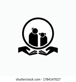 Protection of Children and Women Icon. Family Protection Symbol - Vector.