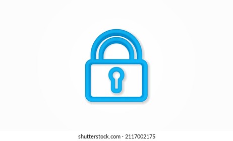 protection, closed lock, password, access realistic icon. 3d vector illustration. Isolated line color pictogram. Transparent shadows