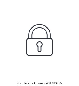 protection,, closed lock, password, access thin line icon. Linear vector illustration. Pictogram isolated on white background