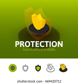 Protection color icon, vector symbol in flat, outline and isometric style isolated on blur background