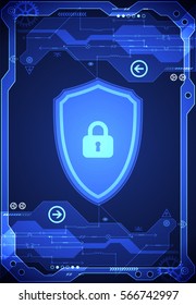 Protection concept of digital and technological background. Protect mechanism, system privacy, vector illustration