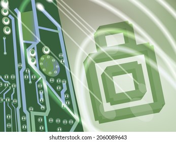 Protection concept of digital and technological. Protect mechanism, system privacy, vector illustration