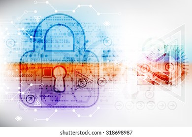 Protection concept of digital and technological.  Protect mechanism, system privacy, vector illustration