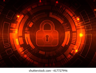 Protection concept of digital and technological. Protect mechanism, system privacy, vector illustration