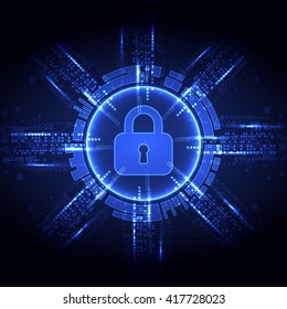 Protection concept of digital and technological. Protect mechanism, system privacy, vector illustration