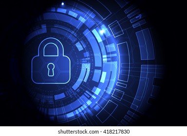 Protection concept of digital and technological. Protect mechanism, system privacy, vector illustration