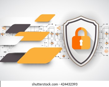 Protection concept of digital and technological. Protect mechanism, system privacy, vector illustration