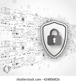 Protection concept of digital and technological. Protect mechanism, system privacy, vector illustration