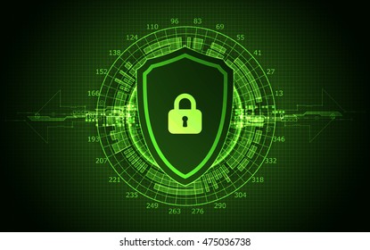 Protection concept of digital and technological. Protect mechanism, system privacy, vector illustration