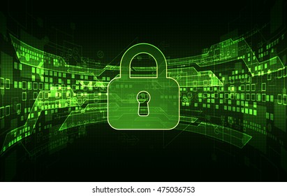 Protection concept of digital and technological. Protect mechanism, system privacy, vector illustration
