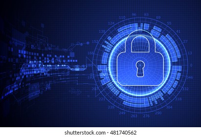 Protection concept of digital and technological. Protect mechanism, system privacy, vector illustration