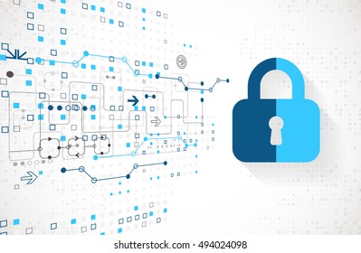 Protection concept of digital and technological. Protect system privacy, vector illustration