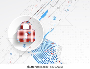 Protection concept of digital and technological. Protect mechanism, system privacy, vector illustration