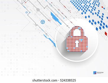 Protection concept of digital and technological. Protect mechanism, system privacy, vector illustration
