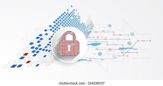 Protection concept of digital and technological. Protect mechanism, system privacy, vector illustration