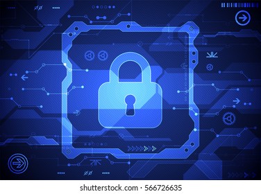 Protection concept of digital and technological. Protect mechanism, system privacy, vector illustration