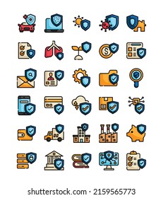ilustración vectorial del paquete de iconos web del esquema de protección