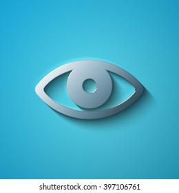 Protection concept: flat metallic Eye icon, vector