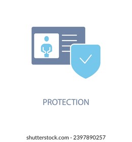 icono de línea de concepto de protección. Ilustración de elemento simple.diseño de símbolos de esquema de concepto de protección.