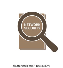 Protection Concept: Magnifying Optical Glass With Words Network Security. Vector illustration