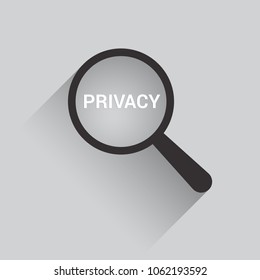 Protection Concept: Magnifying Optical Glass With Words Privacy. Vector illustration