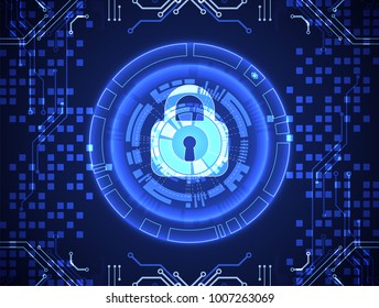 Protection concept. Protect mechanism, system privacy. Vector illustration