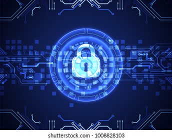 Protection concept. Protect mechanism, system privacy. Vector illustration