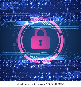 Protection concept. Protect mechanism, system privacy. Vector illustration