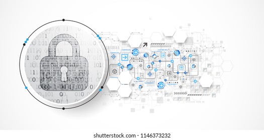 Protection concept. Protect mechanism, system privacy. Vector illustration