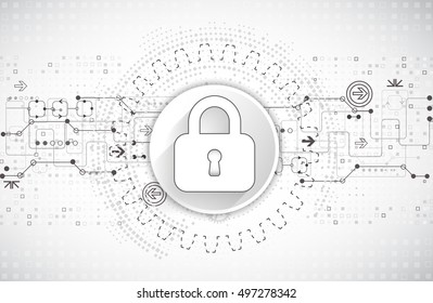 Protection concept. Protect mechanism, system privacy. Vector illustration