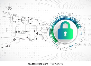 Protection concept. Protect mechanism, system privacy. Vector illustration