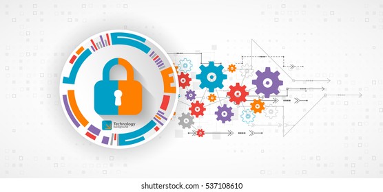 Protection concept. Protect mechanism, system privacy. Vector illustration