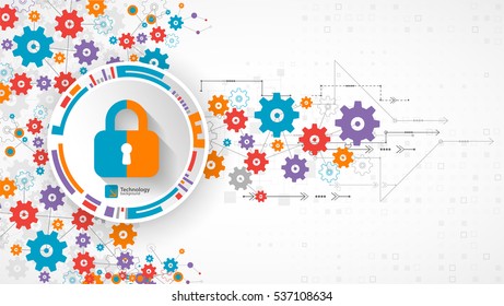 Protection concept. Protect mechanism, system privacy. Vector illustration