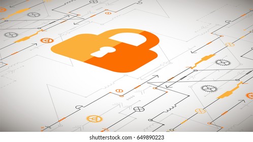 Protection concept. Protect mechanism, system privacy. Vector illustration