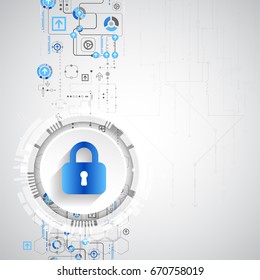 Protection concept. Protect mechanism, system privacy. Vector illustration