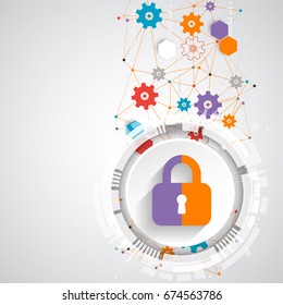 Protection concept. Protect mechanism, system privacy. Vector illustration