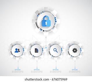 Protection concept. Protect mechanism, system privacy. Vector illustration