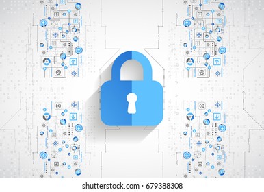 Protection concept. Protect mechanism, system privacy. Vector illustration
