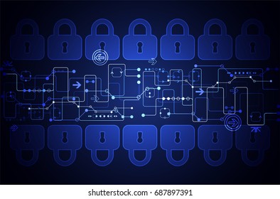 Protection concept. Protect mechanism, system privacy. Vector illustration
