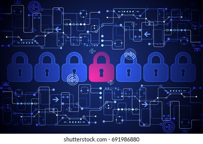Protection concept. Protect mechanism, system privacy. Vector illustration