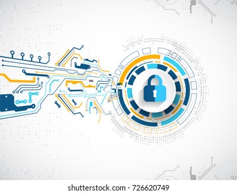 Protection concept. Protect mechanism, system privacy. Vector illustration