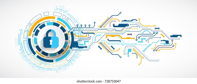 Protection concept. Protect mechanism, system privacy. Vector illustration