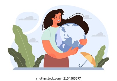 Protection concept. Safety and care for people. Shield, umbrella or barrier protect people from danger. Idea of insurance or data privacy. Flat vector illustration