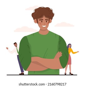 Protection concept. Safety and care for people. Shield, umbrella or barrier protect people from danger. Idea of insurance or data privacy. Flat vector illustration
