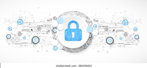 Protection concept. Security mechanism, system privacy. Digital technology background. Vector