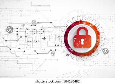 Protection concept. Security mechanism, system privacy. Digital technology background. Vector