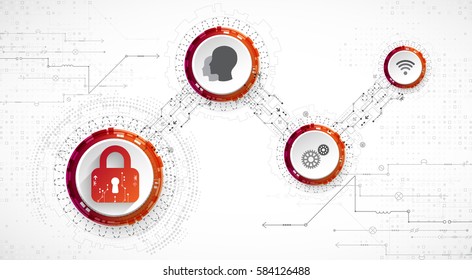 Protection concept. Security mechanism, system privacy. Digital technology background. Vector