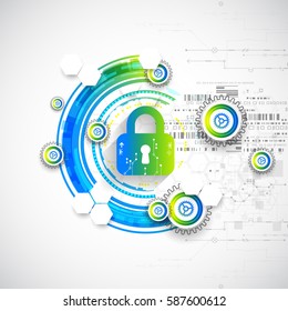 Protection concept. Security mechanism, system privacy. Digital technology background. Vector