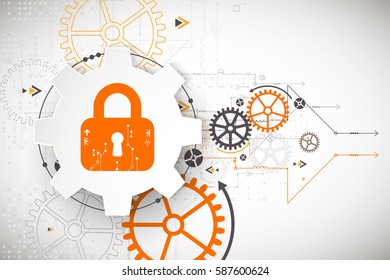 Protection concept. Security mechanism, system privacy. Digital technology background. Vector